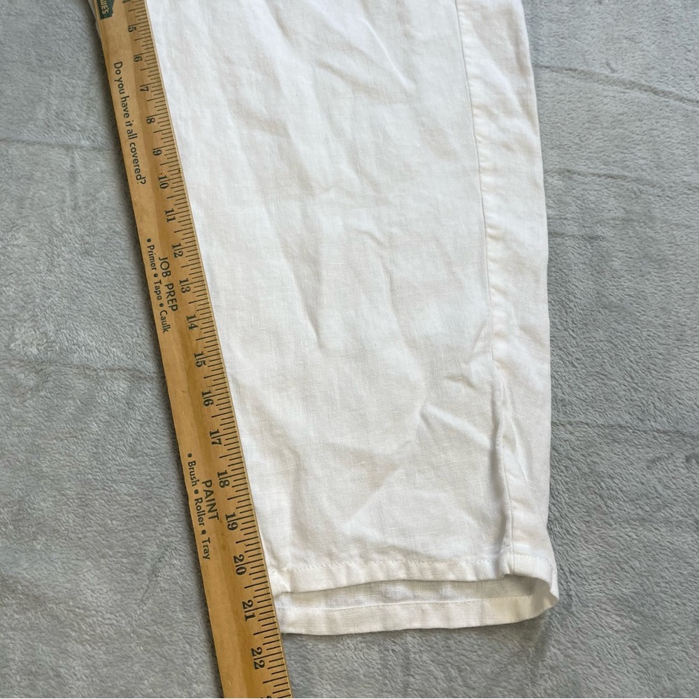 J.Jill Love Linen Pants Medium Petite MP 100% Linen Capri Crop Pull On White - Picture 4 of 8